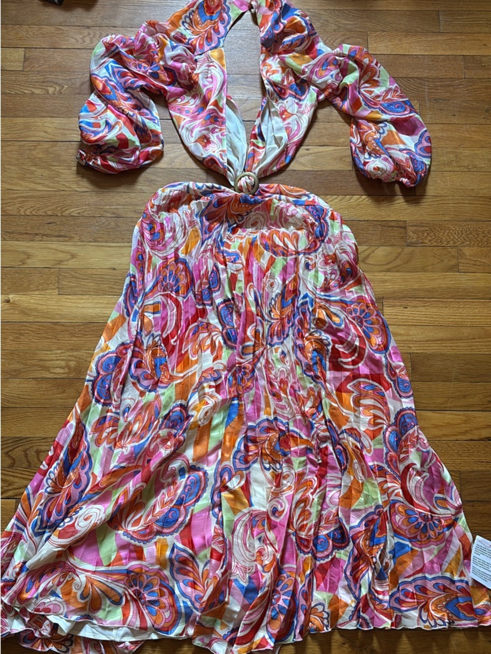 NWT ASOS Multicolor Halter Backless Midi Dress in Pink, Orange, Blue & White